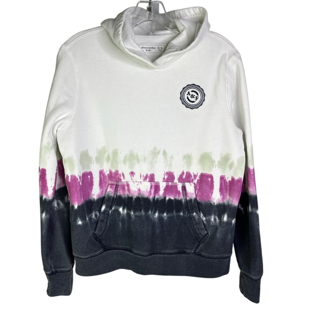 Abercrombie Kids Tie Dye Sweatshirt 15/16 White‎ Gray Fuschia Hoodie Pullover